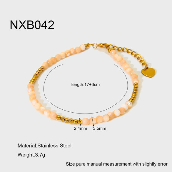 Wholesale Handmade Electroplated Geometric Stainless Steel Beaded Bracelet For Women