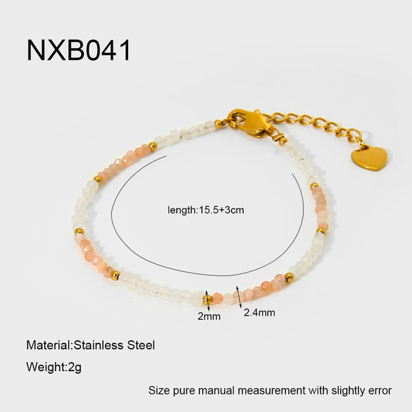 Wholesale Handmade Electroplated Geometric Stainless Steel Beaded Bracelet For Women
