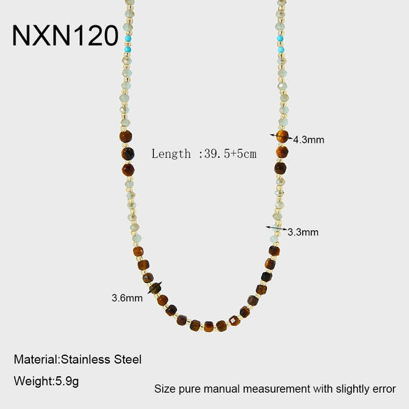 Wholesale Handmade Electroplated Geometric Stainless Steel Seed Bead Ball Chain Necklace For Women