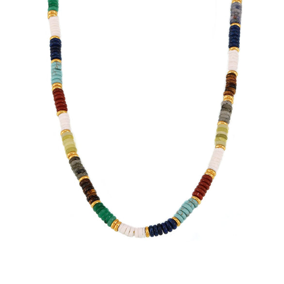 Wholesale Handmade Electroplated Stainless Steel And Natural Stone Abacus Bead Necklace And Bracelet Set For Women