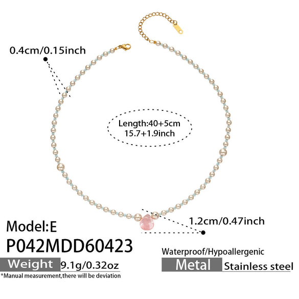 Wholesale Handmade Electroplated Stainless Steel Geometric Teardropshaped Agate Pendant Clavicle Chain Set For Women