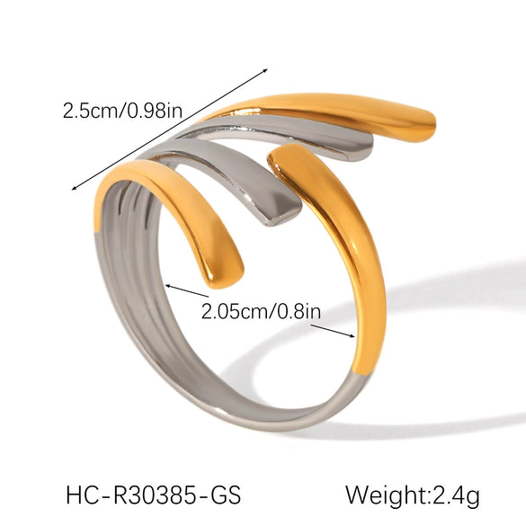 Wholesale Handmade Electroplated Stainless Steel Irregular Geometric Open Ring For Women