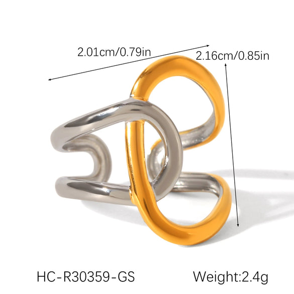 Wholesale Handmade Electroplated Stainless Steel Irregular Geometric Open Ring For Women