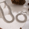 Wholesale Handmade Electroplated Stainless Steel Spring Pattern Jewelry Necklace And Bracelet Set For Women