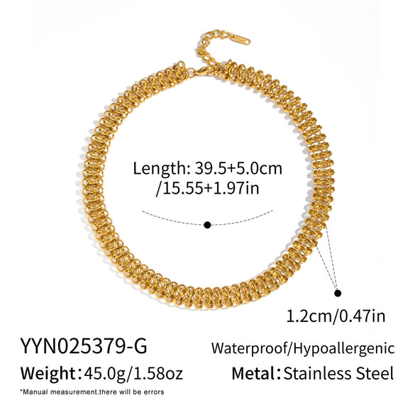 Wholesale Handmade Electroplated Stainless Steel Spring Pattern Jewelry Necklace And Bracelet Set For Women