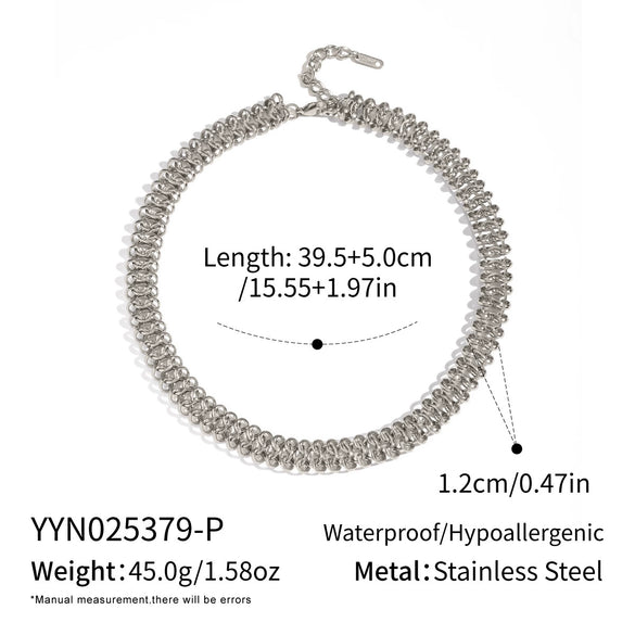 Wholesale Handmade Electroplated Stainless Steel Spring Pattern Jewelry Necklace And Bracelet Set For Women