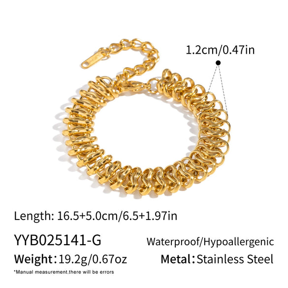 Wholesale Handmade Electroplated Stainless Steel Spring Pattern Jewelry Necklace And Bracelet Set For Women