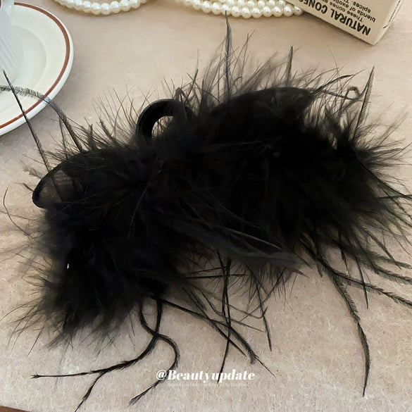 Wholesale Handmade Feather Mesh Rabbit Ear Hair Shark Clip Women's Hair Accessories Versatile Style