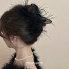 Wholesale Handmade Feather Mesh Rabbit Ear Hair Shark Clip Women's Hair Accessories Versatile Style