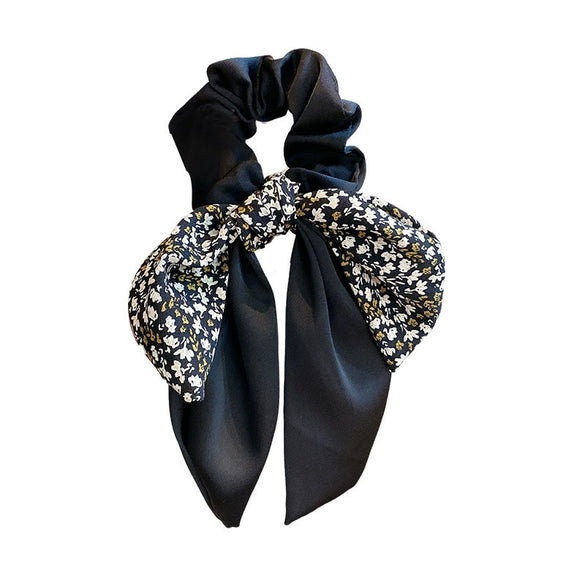 Wholesale Handmade Floral Fabric Hair Ring With Bow And High Elasticity