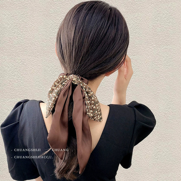Wholesale Handmade Floral Fabric Hair Ring With Bow And High Elasticity