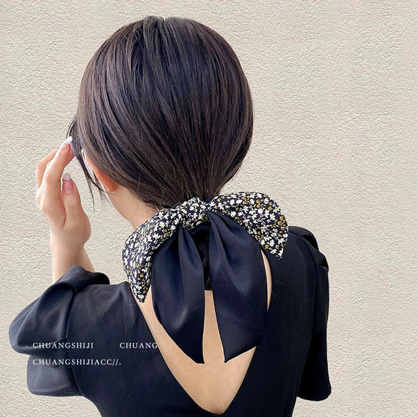 Wholesale Handmade Floral Fabric Hair Ring With Bow And High Elasticity