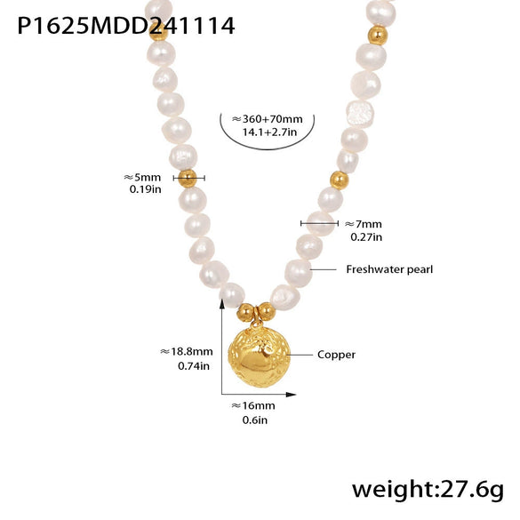 Wholesale Handmade Freshwater Pearl And Copper Beaded Collarbone Necklace With Geometric Pattern And Gold Plated Treatment For Women