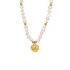 Wholesale Handmade Freshwater Pearl And Copper Plated Gold Collarbone Necklace With Geometric Pattern And Light Luxury Style