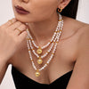 Wholesale Handmade Freshwater Pearl And Copper Plated Gold Collarbone Necklace With Geometric Pattern And Light Luxury Style