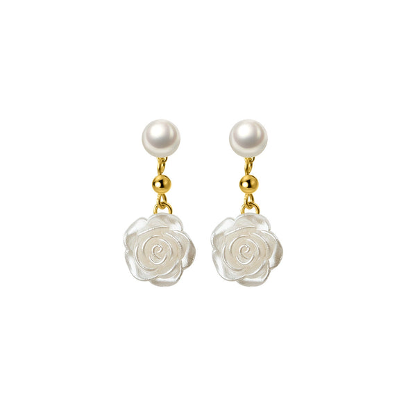 Wholesale Handmade Freshwater Pearl And S925 Silver Needle Flower Earrings For Women