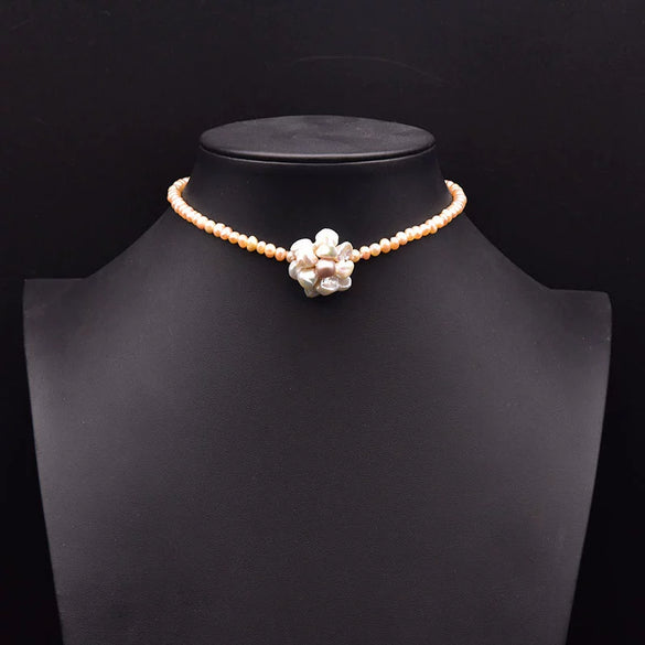 Wholesale Handmade Freshwater Pearl Multi Layer Clavicle And Sweater Chain With Geometric Pattern 925 Silver Retro Style Electroplated
