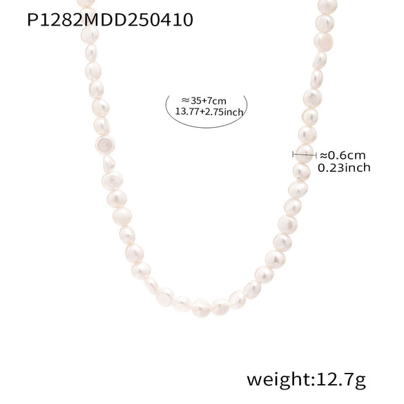 Wholesale Handmade Freshwater Pearl Necklace With Geometric Pattern And Electroplating Simple Gentle Clavicle Chain Jewelry For Women