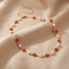 Wholesale Handmade Fruit Pattern Alloy Pendant Rice Beads Combination Chain Necklace For Women