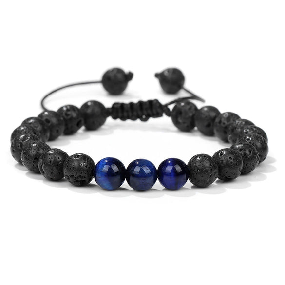 Wholesale Handmade Geometric Agate Tiger Eye Volcanic Stone Unisex Adjustable Bracelet