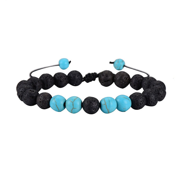 Wholesale Handmade Geometric Agate Tiger Eye Volcanic Stone Unisex Adjustable Bracelet