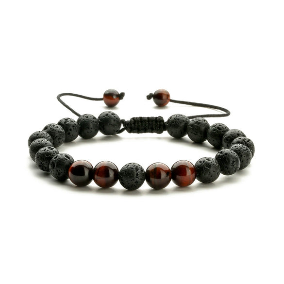 Wholesale Handmade Geometric Agate Tiger Eye Volcanic Stone Unisex Adjustable Bracelet