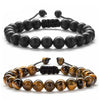 Wholesale Handmade Geometric Agate Tiger Eye Volcanic Stone Unisex Adjustable Bracelet