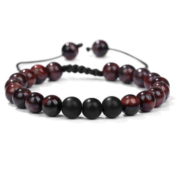 Wholesale Handmade Geometric Agate Tiger Eye Volcanic Stone Unisex Adjustable Bracelet