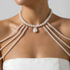 Wholesale Handmade Geometric Fake Pearl Alloy Necklace And Body Chain For Women