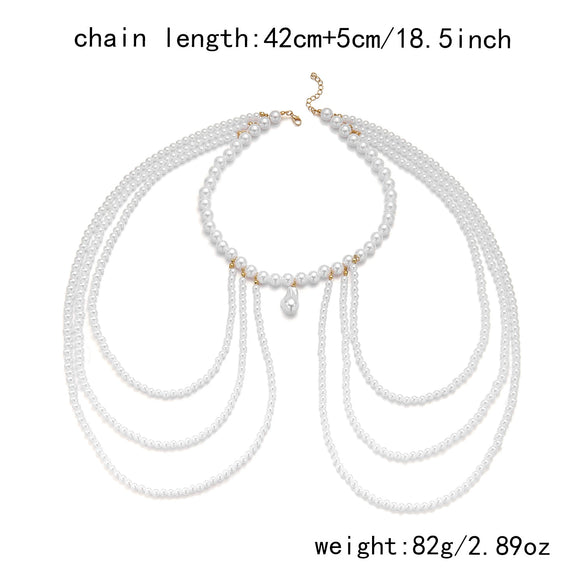 Wholesale Handmade Geometric Fake Pearl Alloy Necklace And Body Chain For Women