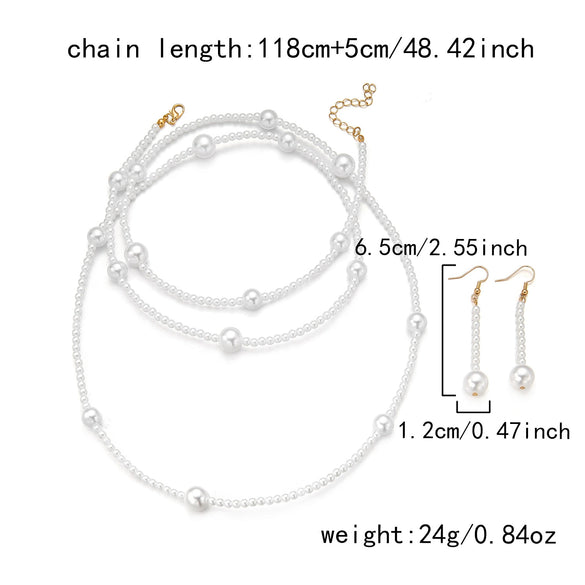 Wholesale Handmade Geometric Fake Pearl Necklace And Earring Set For Women