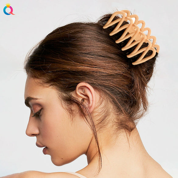 Wholesale Handmade Geometric Fence Cut Out Spray Paint Women's Gripper Large Shark Clip