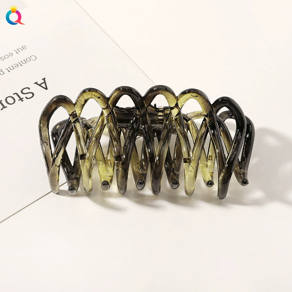 Wholesale Handmade Geometric Fence Cut Out Spray Paint Women's Gripper Large Shark Clip