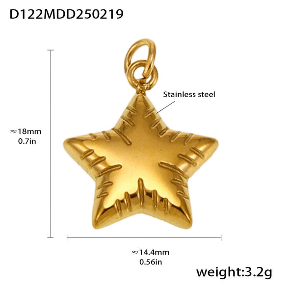 Wholesale Handmade Geometric Fivepointed Star And Ferris Wheel Pendant Necklace For Women Titanium Steel 18K Gold Plated