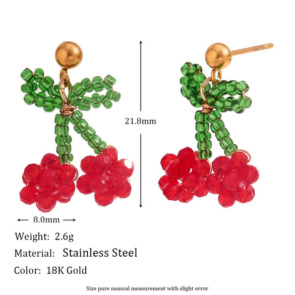 Wholesale Handmade Geometric Fruit Pattern Stainless Steel 18K Gold Plated Niche Style Earrings For Women