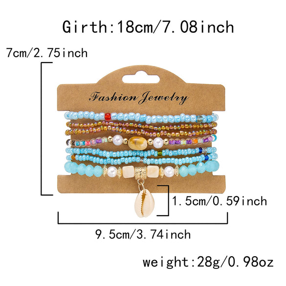 Wholesale Handmade Geometric Glass Shell Bead Bracelet Unisex Jewelry