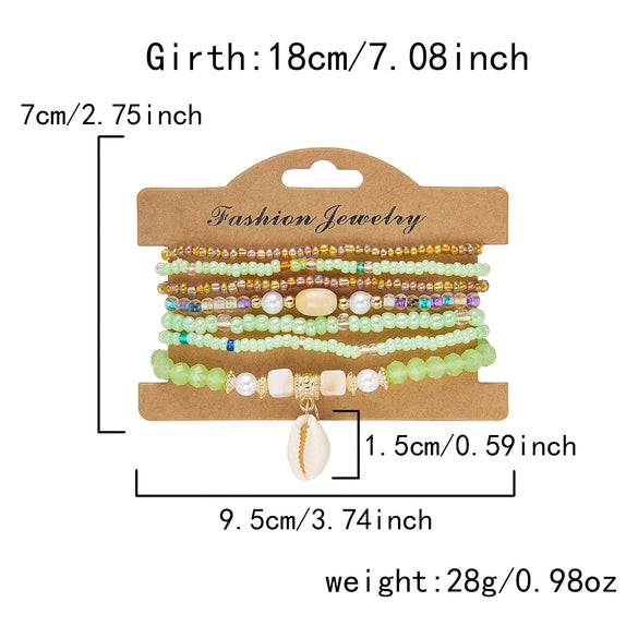 Wholesale Handmade Geometric Glass Shell Bead Bracelet Unisex Jewelry