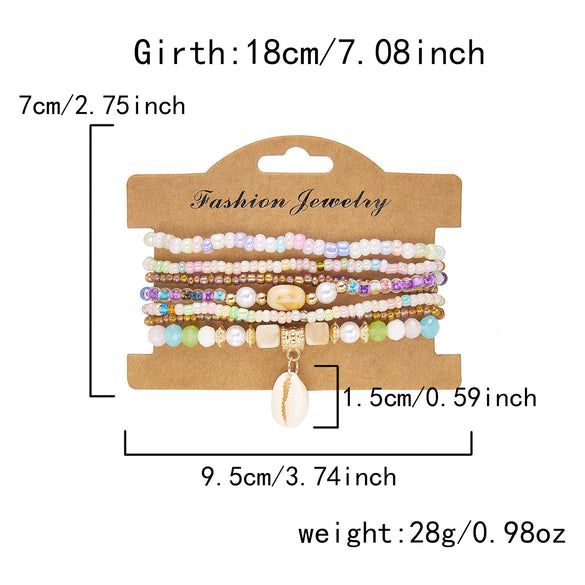 Wholesale Handmade Geometric Glass Shell Bead Bracelet Unisex Jewelry