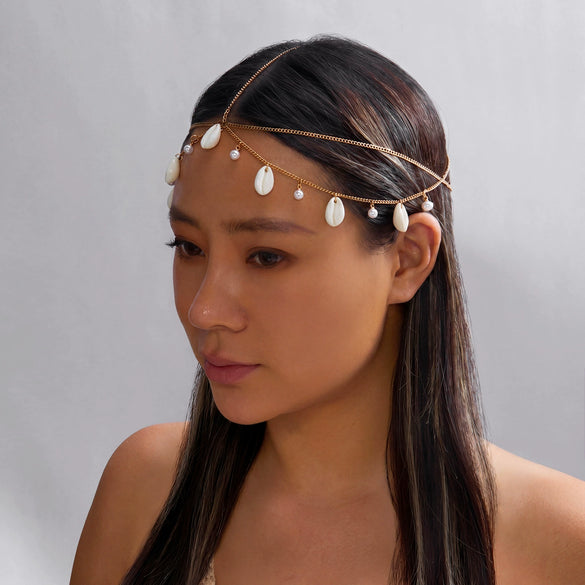 Wholesale Handmade Geometric Imitation Pearl Headpiece And Beaded Anklet For Children