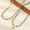 Wholesale Handmade Geometric Lapis Lazuli And Copper Pendant Clavicle Necklace For Women Bohemian Style