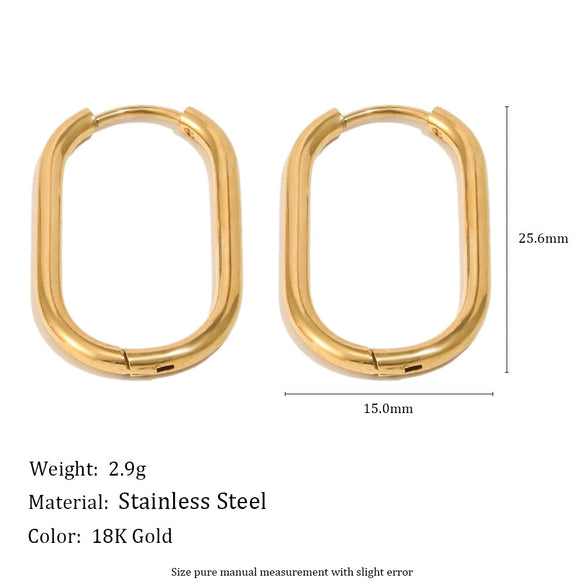 Wholesale Handmade Geometric Minimalist Women's Stainless Steel 18K Gold Plated Ushaped Earrings