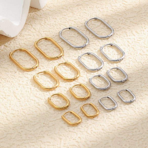 Wholesale Handmade Geometric Minimalist Women's Stainless Steel 18K Gold Plated Ushaped Earrings