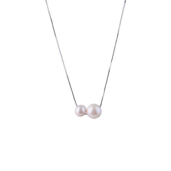 Wholesale Handmade Geometric Natural Pearl S925 Silver Clavicle Necklace For Women