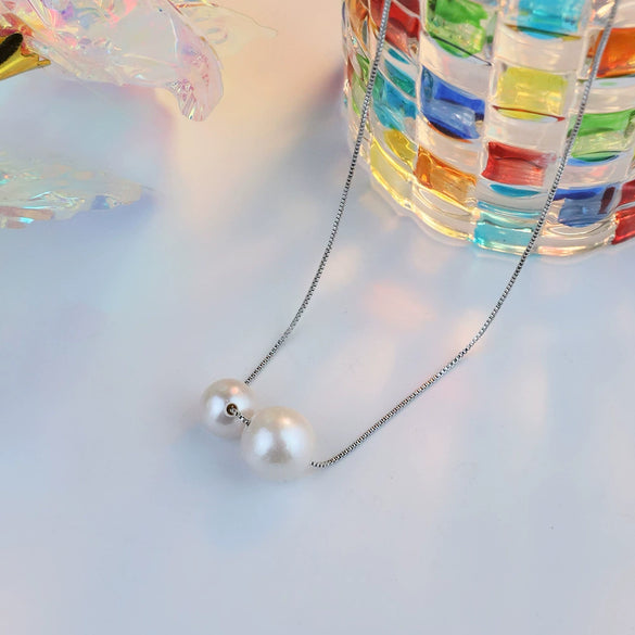 Wholesale Handmade Geometric Natural Pearl S925 Silver Clavicle Necklace For Women