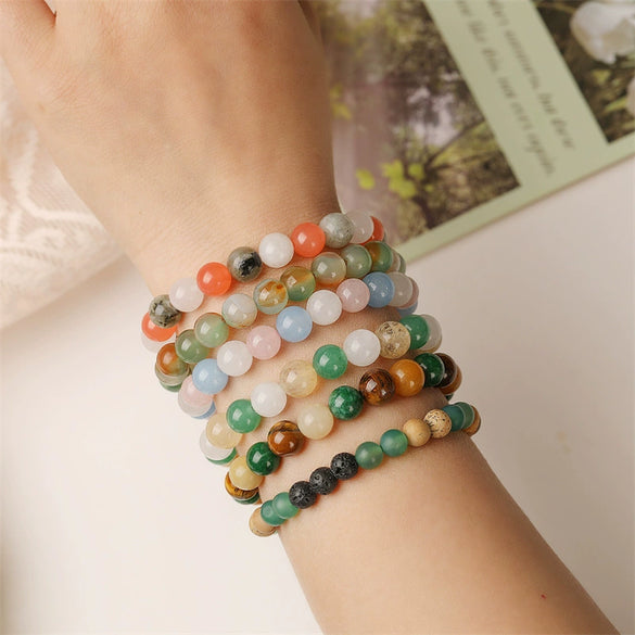 Wholesale Handmade Geometric Natural Stone Agate Beaded Bracelet