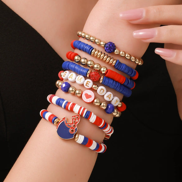 Wholesale Handmade Geometric Polymer Alloy Acrylic Rugby Bracelet For Friendship