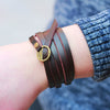 Wholesale Handmade Geometric Real Leather Five Circle Bracelet Jewelry