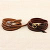 Wholesale Handmade Geometric Real Leather Five Circle Bracelet Jewelry
