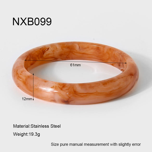 Wholesale Handmade Geometric Retro Amber Black And White Gradient Resin Bracelet And Ring Jewelry For Women