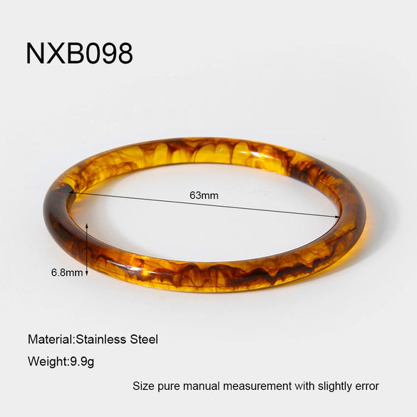 Wholesale Handmade Geometric Retro Amber Black And White Gradient Resin Bracelet And Ring Jewelry For Women
